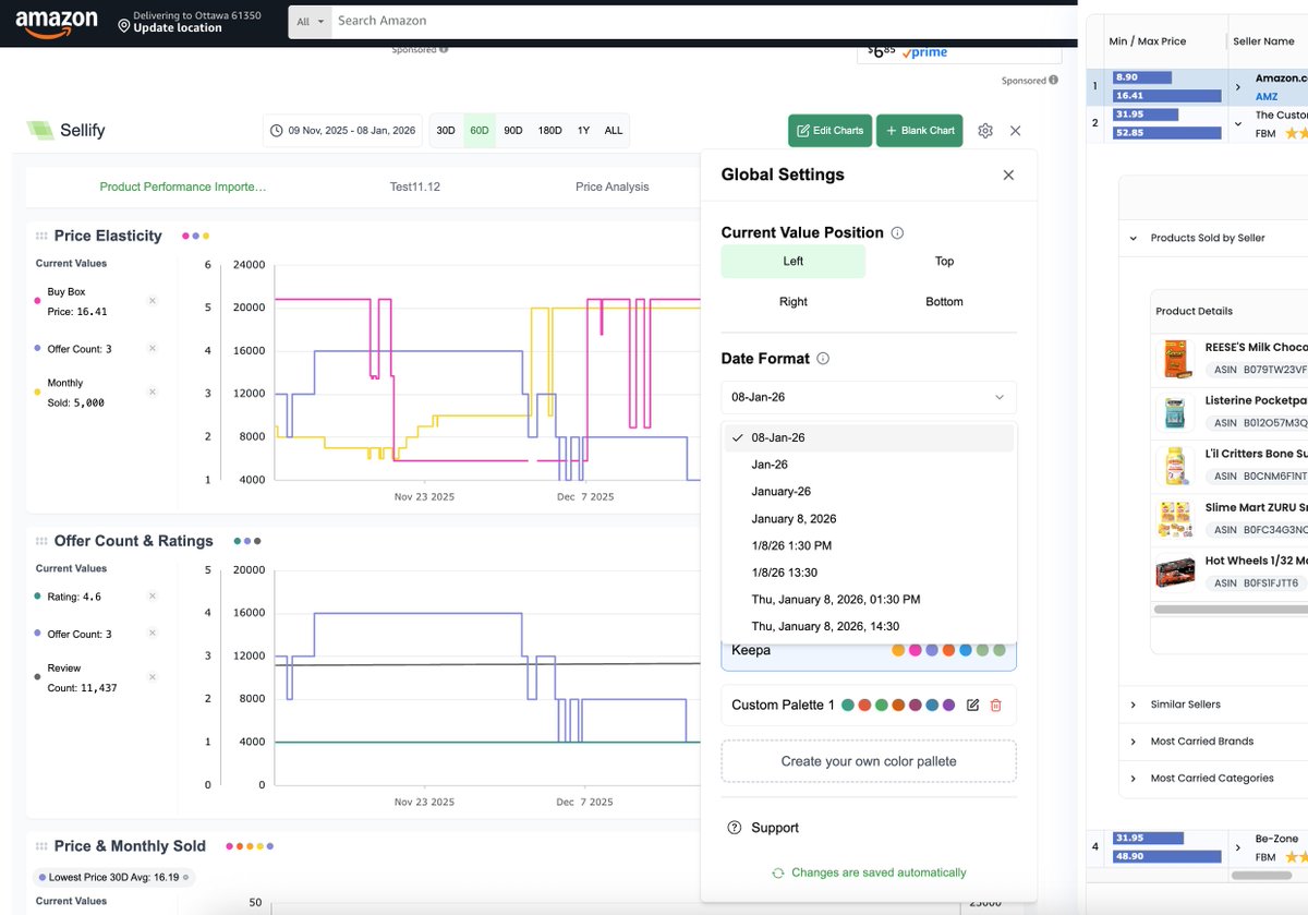SellifyTeam's tweet photo. Tired of analytics tools that don't fit your workflow? ๐
Sellify adapts to you. With full control over chart aesthetics like colors, legends, date formats, and more.
Analyze Amazon data your way: See what matters, hide what doesn't.
#Sellify #FBA #AmazonSeller https://t.co/fH5GOdrtk8