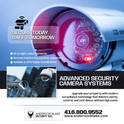 🔒 Secure today. Safe tomorrow
Upgrade your home or business with advanced security camera systems that deliver crystalclear HD footage, night vision, and remote monitoring—anytime, anywhere.📹
Call us today! 416-800-955
andersonblake.com
#SecurityCameras  #brampton #Canada