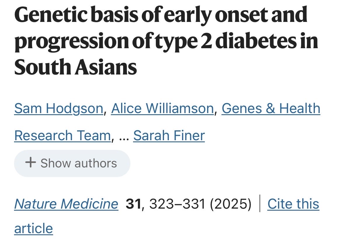 tryjawan's tweet image. Type 2 diabetes hits South Asians earlier and at lower weight — it’s genetic

A Nature Medicine study found:

• ~8 years earlier onset
• Lower BMI at diagnosis
• More insulin deficiency
• Faster progression, worse response to meds

Same disease. Different biology.