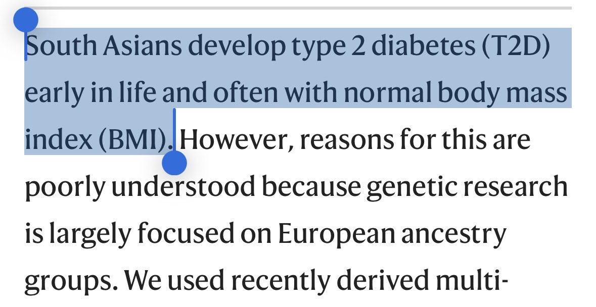 tryjawan's tweet image. Type 2 diabetes hits South Asians earlier and at lower weight — it’s genetic

A Nature Medicine study found:

• ~8 years earlier onset
• Lower BMI at diagnosis
• More insulin deficiency
• Faster progression, worse response to meds

Same disease. Different biology.
