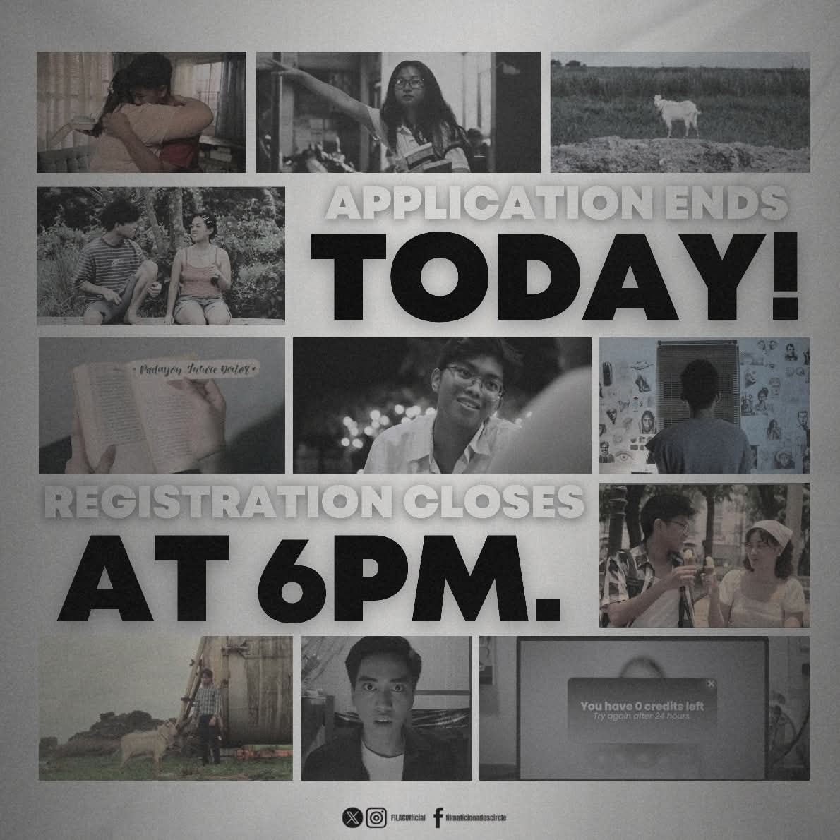 FILACOfficial's tweet photo. We are approaching the final fade-out... 👀

Today marks the last day to imprint your legacy.

Secure your ticket to FilAC and be part of shaping the cinematic narrative that will lastingly echo through our halls. 🎥
https://t.co/RyUpDJwatC

#FilACInGrandeur https://t.co/yvs9NZ6qId