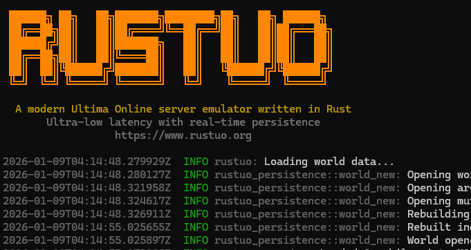 rustuoteam's tweet photo. RustUO continues its progress... real time persistence testing, mid run... during a crash you lose 1 step :) https://t.co/BjgYTFSiIX