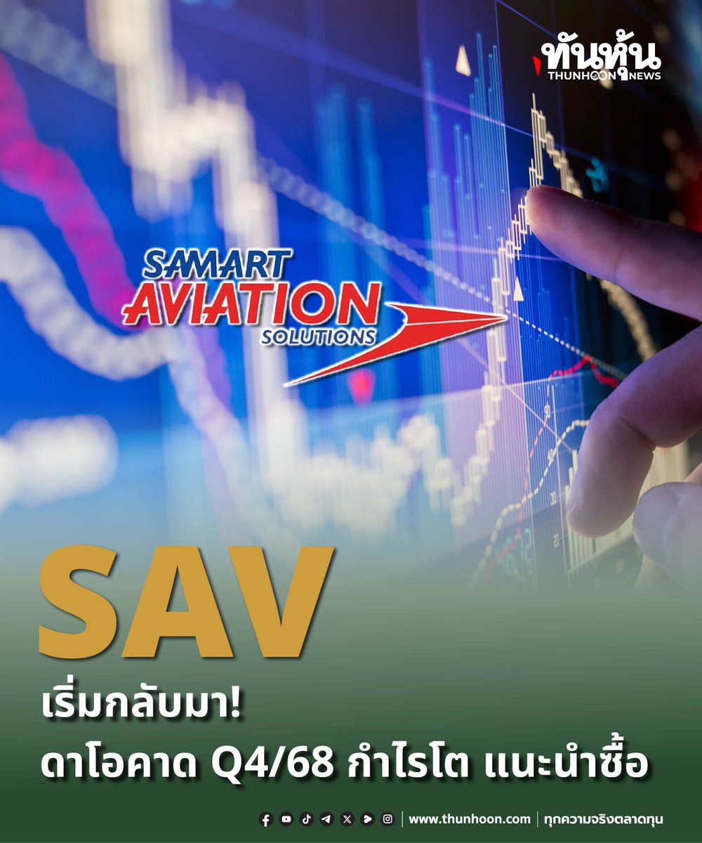 thunhoon1's tweet image. SAV เริ่มกลับมา! ดาโอคาด Q4/68 กำไรโต แนะนำซื้อ
อ่านเพิ่มเติม คลิก thunhoon.com/sav-090126
#thunhoon #หุ้น #SAV