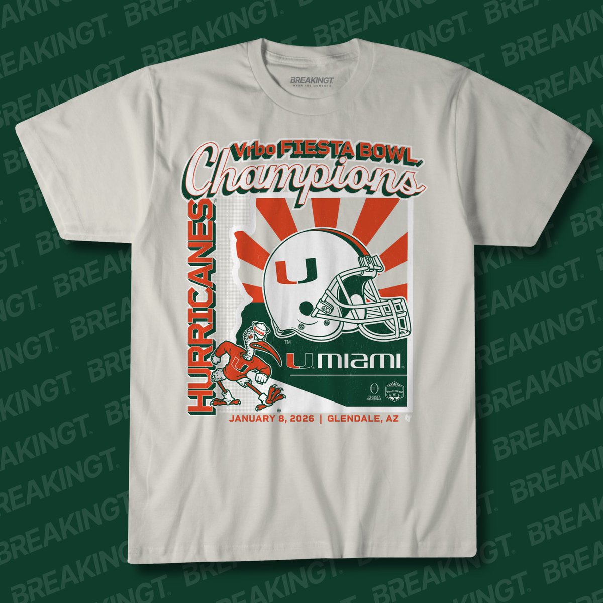 BreakingT's tweet image. Congrats, Miami Hurricanes — your Vrbo Fiesta Bowl Champs! #Miami #CFP #Hurricanes #FiestaBowl #MiamiHurricanes #GoCanes
