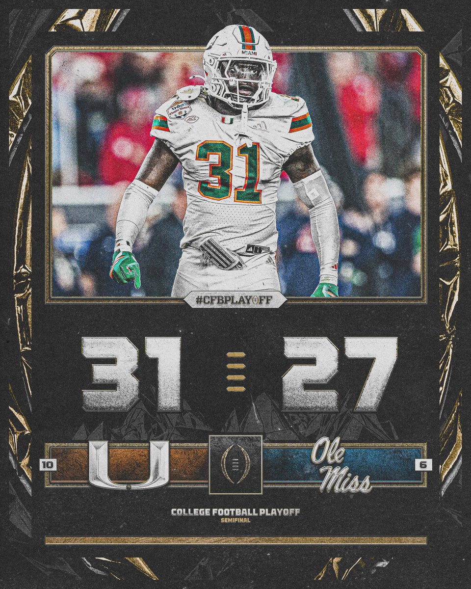 CFBPlayoff's tweet image. CANES AT THE LAST‼️

#CFBPlayoff x #GoCanes
