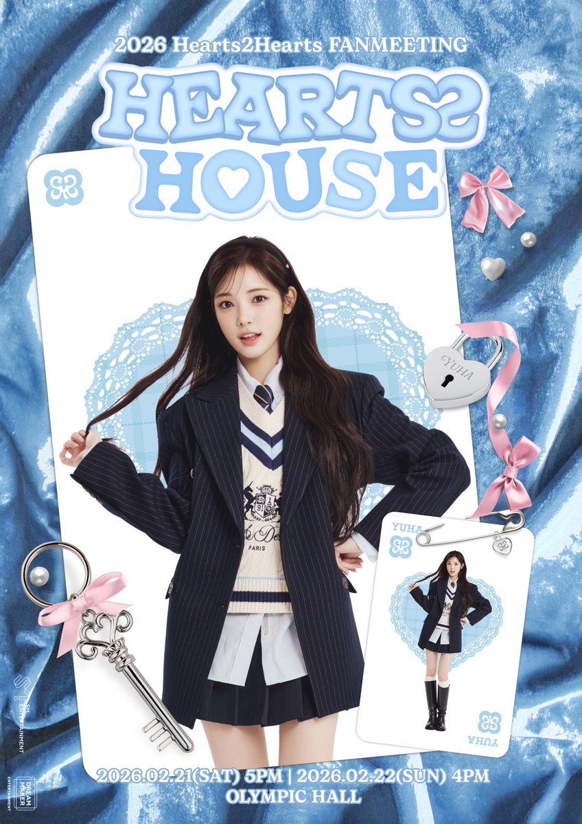 Hearts2Hearts's tweet image. 2026 Hearts2Hearts FANMEETING &amp;lt;HEARTS 2 HOUSE&amp;gt;

#Hearts2Hearts #하츠투하츠
#CARMEN #JIWOO #YUHA #STELLA
#H2HFANMEETING #HEARTS2HOUSE
#Hearts2Hearts_FANMEETING_HEARTS2HOUSE