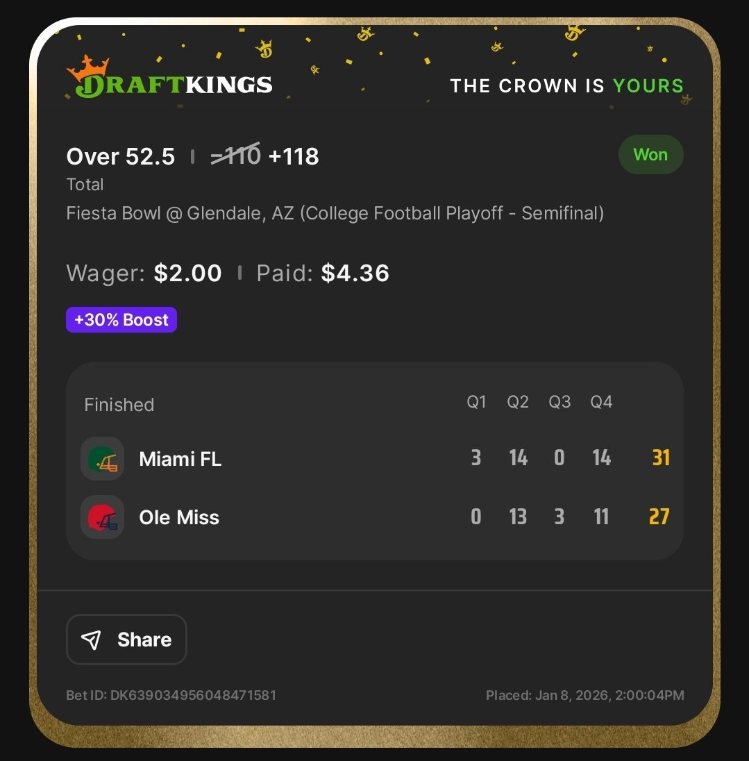 wojda80's tweet photo. @B_Bets_ 2 college football games left, 2 more chances to cash in when we #betagainstB! We took full advantage of B's staunch hatred of points today, moving to 56-17 with a profit boost! Boom! Let's keep it rolling! https://t.co/VobAyyfuMt