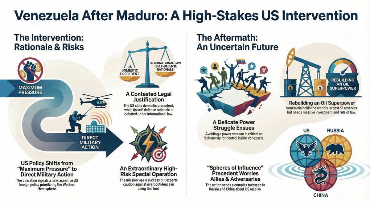 AshishSamdariya's tweet photo. From maximum pressure to direct military action, the American intervention raises legal and geopolitical risks.
The aftermath? Power struggles, oil ambitions, and global tension as US, Russia &amp; China vie for influence.
#Geopolitics #Venezuela #Russia #China https://t.co/44IgXAILYe
