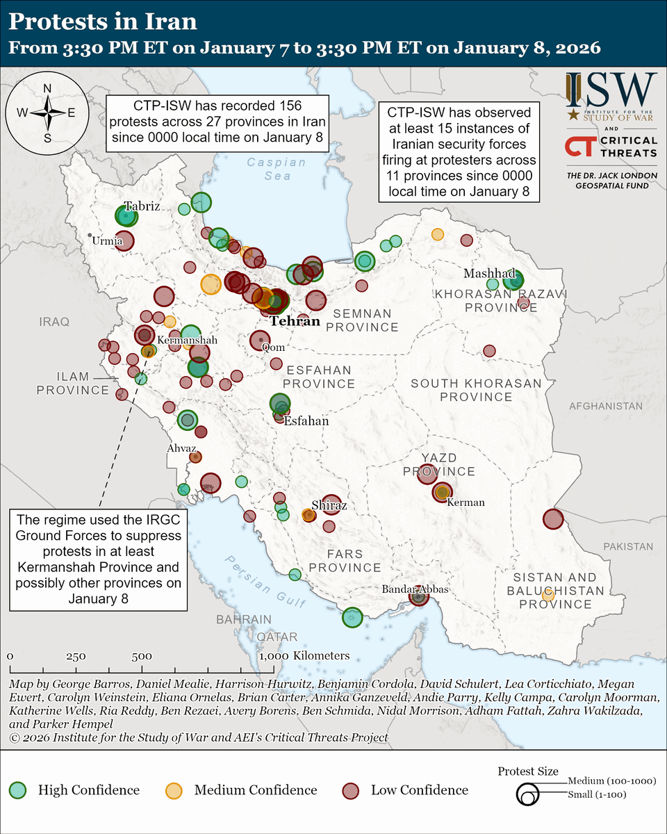 TheStudyofWar's tweet image. NEW: Today in Iran's Protest Movement: The regime has likely determined that the current protest movement represents an extremely dire security threat, and the regime has intensified its crackdown accordingly, including by taking the rare step of using the Islamic Revolutionary…