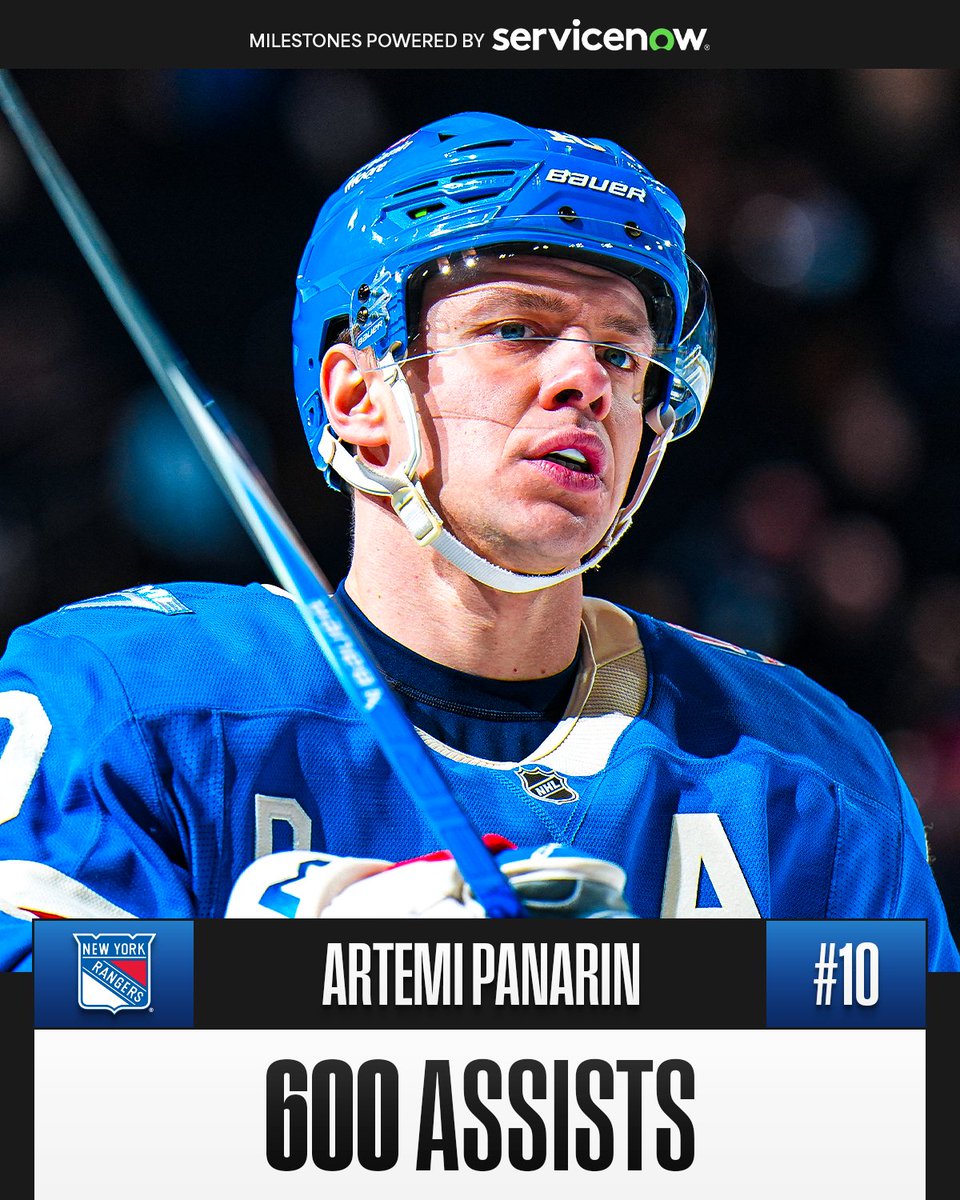NHL's tweet image. It was a milestone night for Artemi Panarin! 🍎

Presented by @ServiceNow