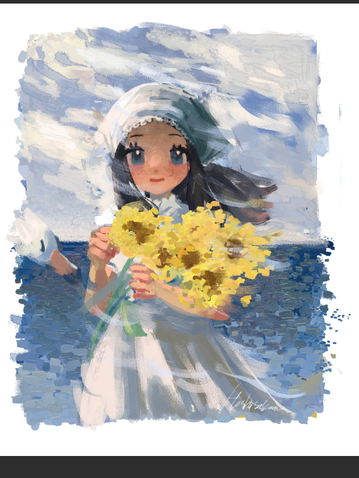 yeahx2wowx2's tweet image. 新刊ノベルティ用の絵　美術館チケット風しおりになる予定