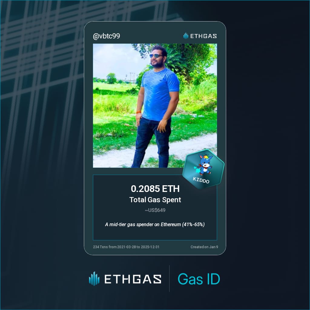Just unlocked my Gas ID via ETHGas 🪪

I'm a Kiddo Jack with 0.2085 ETH spent on gas since Beacon Chain - now fueling my climb to the Gasless Future and earned 120 Beans already. 

Reveal yours at ethgas.com/community/gas-…
