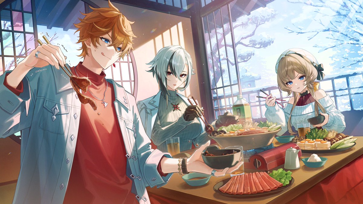 Esojiros's tweet image. せっかくのチャンスだ。練習の成果を見せようじゃないか！

#原神お箸deポーズ
#グルメぐる旅
#原神食べログコラボ
#PR