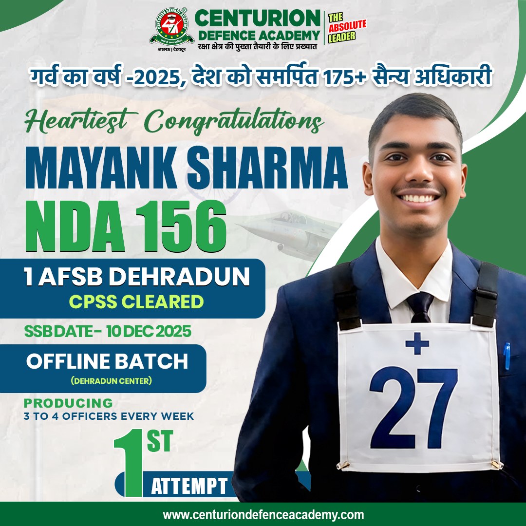 centurionaca's tweet image. Hailing from Parvezabad, Sonpur (Saran, Bihar) Mayank, the determined son of a Station Master, scripted an exceptional success story by securing a RECOMMENDATION in NDA 156 for the Indian Air Force, all in his FIRST attempt 
#ndarecommended #firstattemptsuccess #airforceaspirants