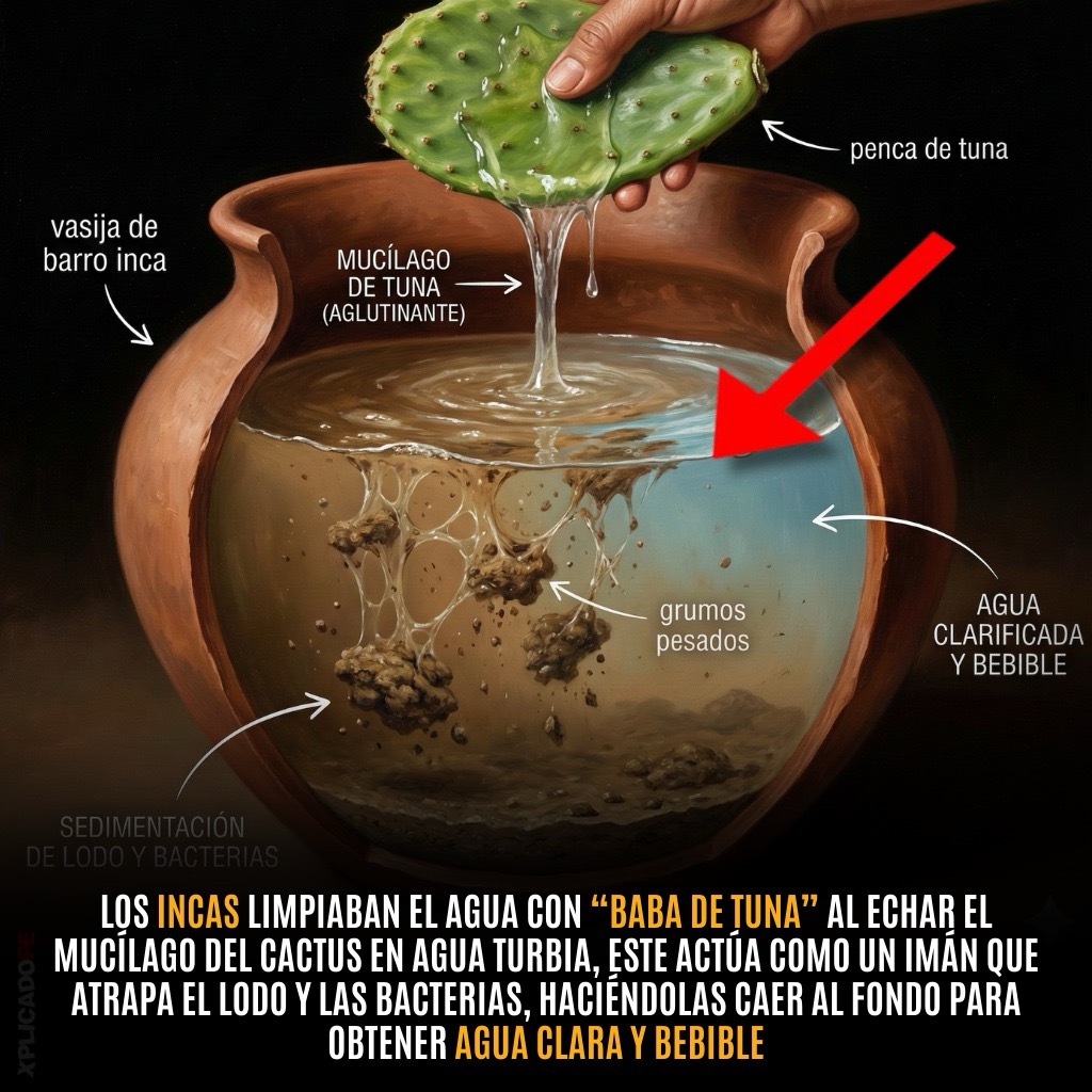 BIO- SANITARIA DE LOS ANDES: EL AGUA FILTRADO CON LA HOJA DE LA TUNA
Las civilizaciones andinas ya dominaban la Potabilización del agua; utilizando la penca de la tuna y extraían el "mucílago" específicamente la del cactus (Opuntia ficus-indica), para purificar el agua.
