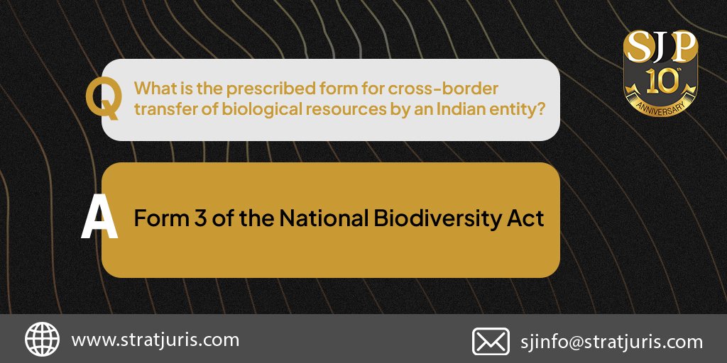 stratjuris's tweet photo. 📌 Transferring biological material abroad? File under India’s Biological Diversity Act to stay compliant.

#BiodiversityCompliance #Form3 #StratjurisLawPartners https://t.co/hOHRLYtrRI