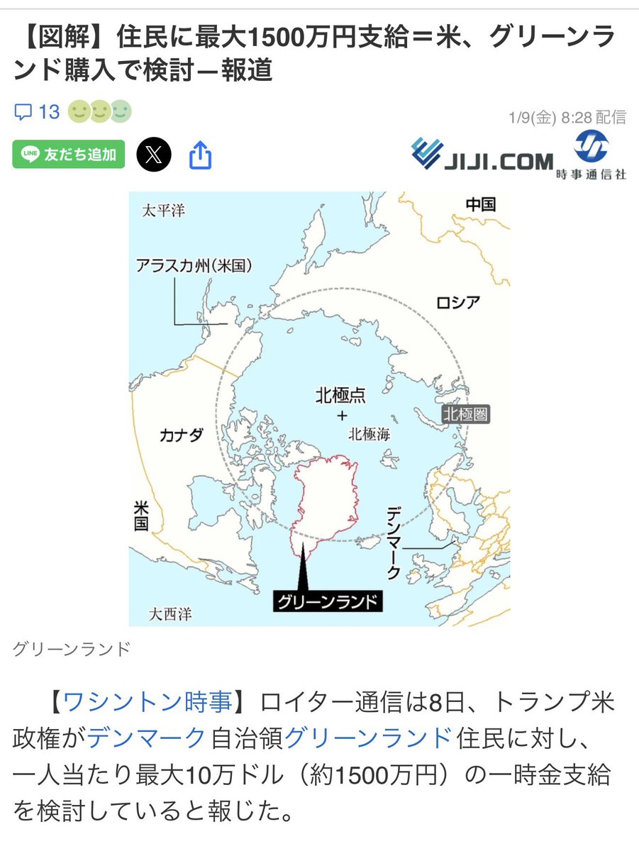 アメリカがグリーンランド買うらしいけど、デンマーク領なの知らなかった！グリーンランド全国民(5.7万人)に1500万円給付ってすごい！