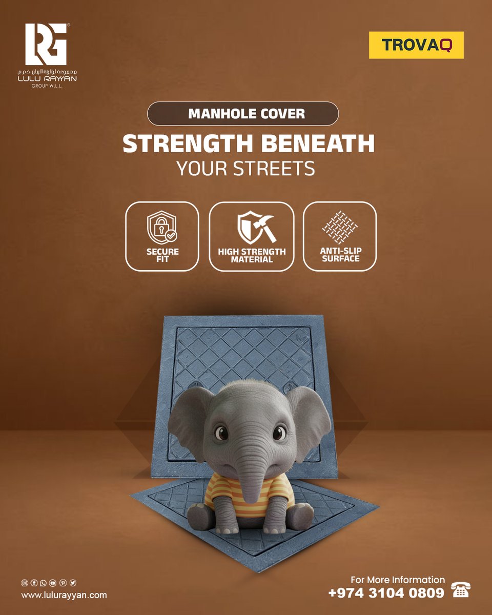 TROVAQ Manhole Covers deliver unmatched durability and safety where it matters most.🤝 Engineered for roads, pavements, and infrastructure projects!✳️

🔯Secure fit
🔯High-strength material
🔯Anti-slip surface

Visit🌐: lulurayyangroup.com