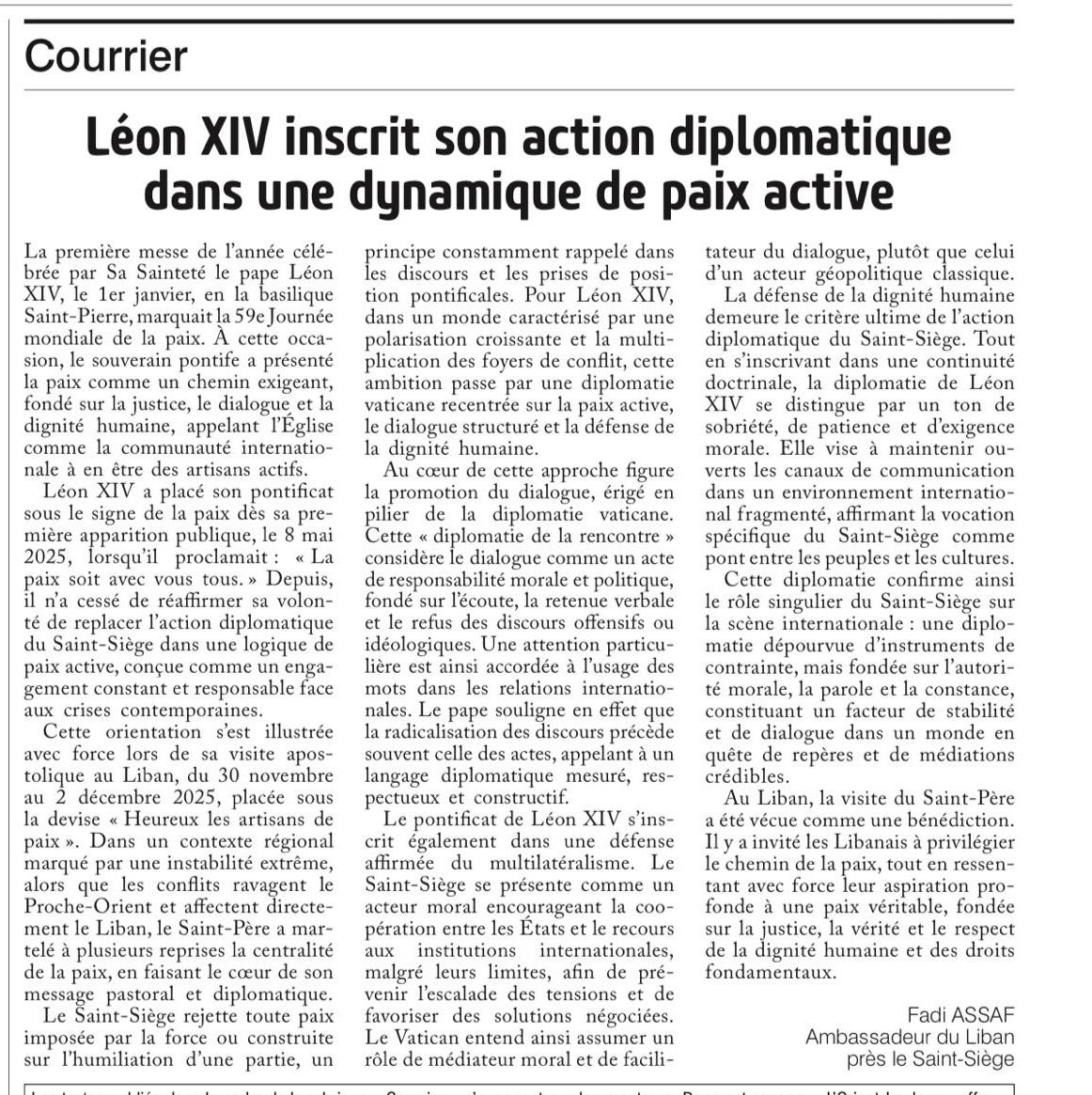 LBinVatican's tweet photo. 🇱🇧 🇻🇦 Léon XIV @Pontifex @Pontifex_fr 
inscrit son action diplomatique dans une dynamique de paix active @LOrientLeJour 
https://t.co/k3Px68lg0D
@LBpresidency @mofalebanon1 @VaticanNews @vaticannews_fr @TerzaLoggia https://t.co/QJyGuIrB0j