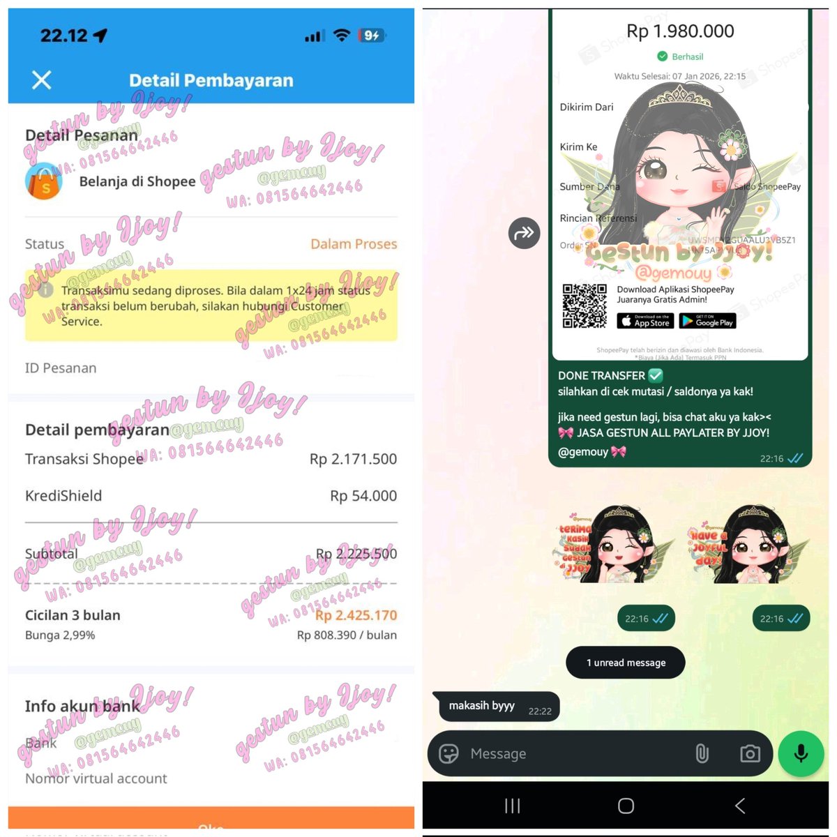 gemouy's tweet image. 🧚‍♀️ TESTI GESTUN FRESH - JANUARI 🧚‍♀️ 

— spaylater : 5.145.000
— gopaylater : 3.900.000 
— kredivo: 2.150.000
— credit card: 800.000

Gestun all paylater Jjoy open yaaa, cair instan satset bisa langsung WA link di bio. 💌