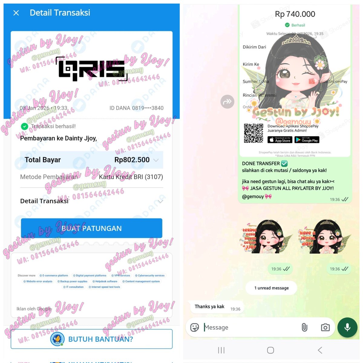 gemouy's tweet image. 🧚‍♀️ TESTI GESTUN FRESH - JANUARI 🧚‍♀️ 

— spaylater : 5.145.000
— gopaylater : 3.900.000 
— kredivo: 2.150.000
— credit card: 800.000

Gestun all paylater Jjoy open yaaa, cair instan satset bisa langsung WA link di bio. 💌