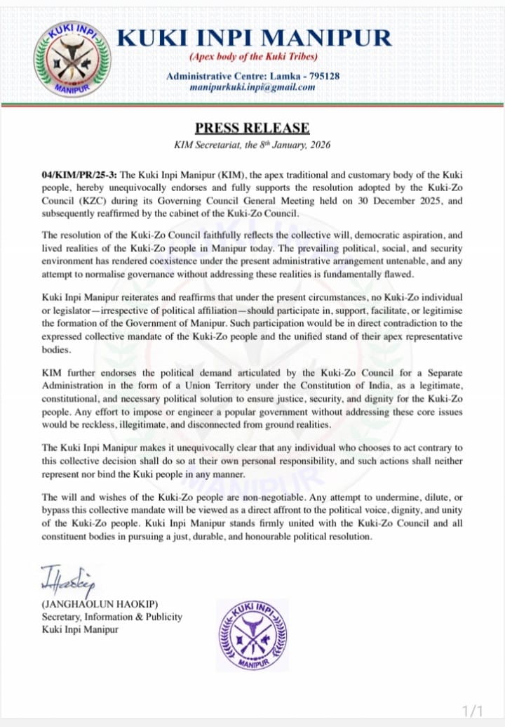 KUKI INPI MANIPUR: Reiterating Separate Administration Demand!!!🆘