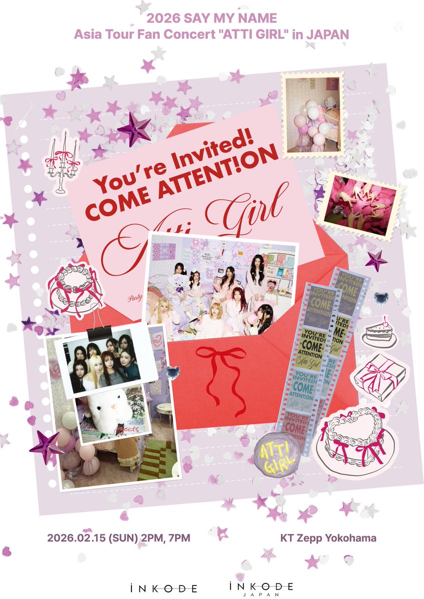 ／
2026 SAY MY NAME Asia Tour Fan Concert ”ATTI GIRL” in JAPAN
開催決定🎉
＼
1/13よりFC先行受付開始！

🗓️2026年2月15日(日)
〈１部〉開場13:00 / 開演14:00
〈２部〉開場18:00 / 開演19:00
📍KT Zepp Yokohama（横浜）

▼詳細はこちら
🔗saymyname.jp/news/2026/01/5…

#ATTI_GIRL
#SAYMYNAME