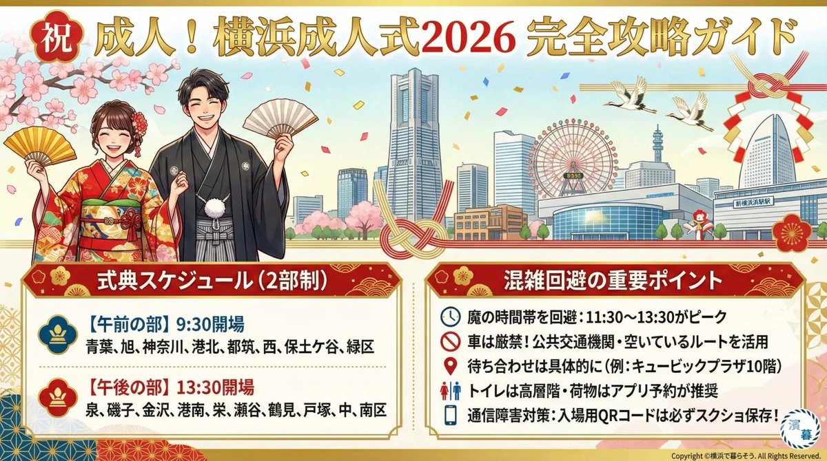 🎊「横浜市成人式」混雑の回避術とは？ 2026年当日のコツを徹底解説し