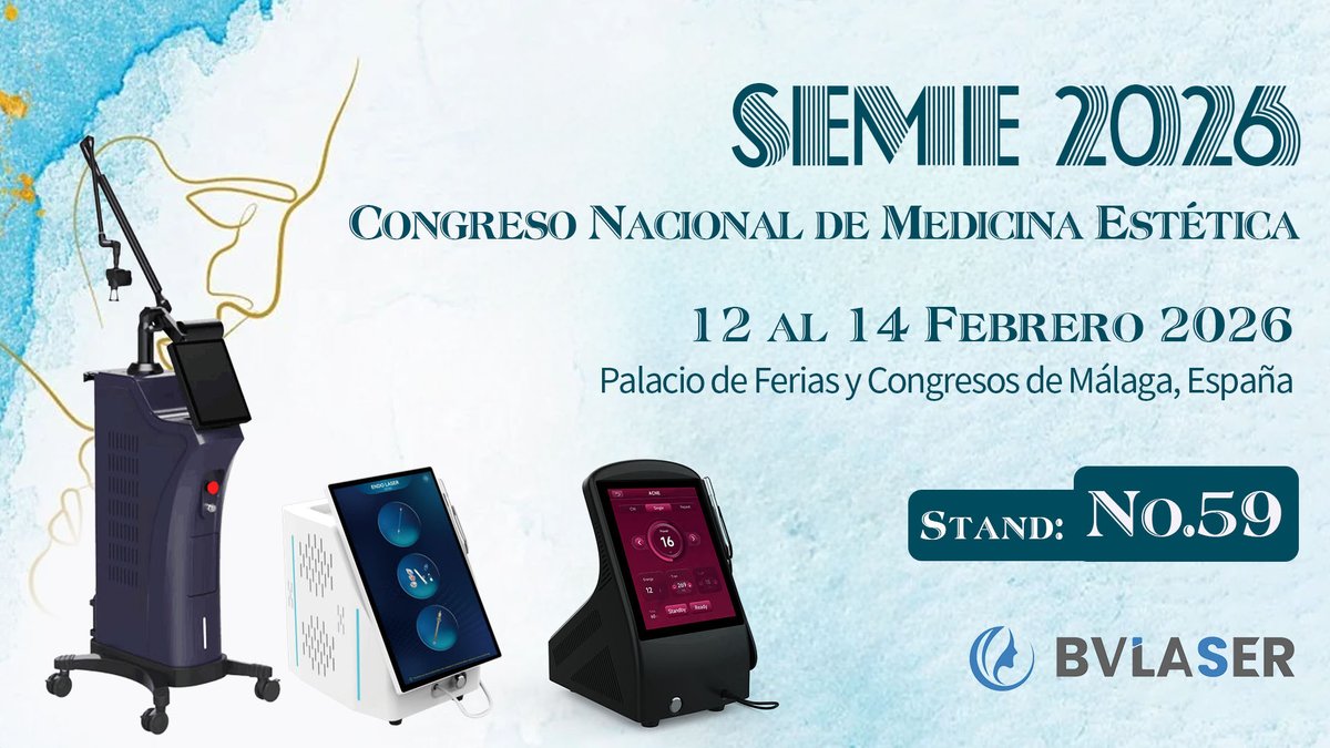 bv_laser's tweet photo. 👋 The Spanish Society of Aesthetic Medicine (SEME) 2026 is set to gather global aesthetic professionals, and BVLASER—your trusted partner in precision laser technology—is thrilled to join the Congreso Nacional de Medicina Estetica！Mark your agenda to visit us at Booth No.59. https://t.co/fiNmnvJjhn