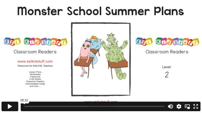 ESL classroom readers for kids - great stories for your lessons!😄 
This week "Monster school summer plans"
Objectives: Talking about future plans using ‘going to’. 

eslkidstuff.com/esl-kids-reade…