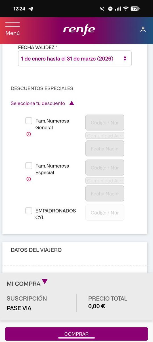 Buenos dias, <a href="/Renfe/">Renfe</a> <a href="/Inforenfe/">InfoRenfe</a> <a href="/Transxte/">🚉Álvaro F Heredia🚅🚈🚂</a> 
Necesitamos una confirmación o indicaciones para aquellos usuarios empadronados en CyL que ya hubieran comprado el pase vía antes de que apareciera la casilla de empadronados en CyL. 🙏🙏