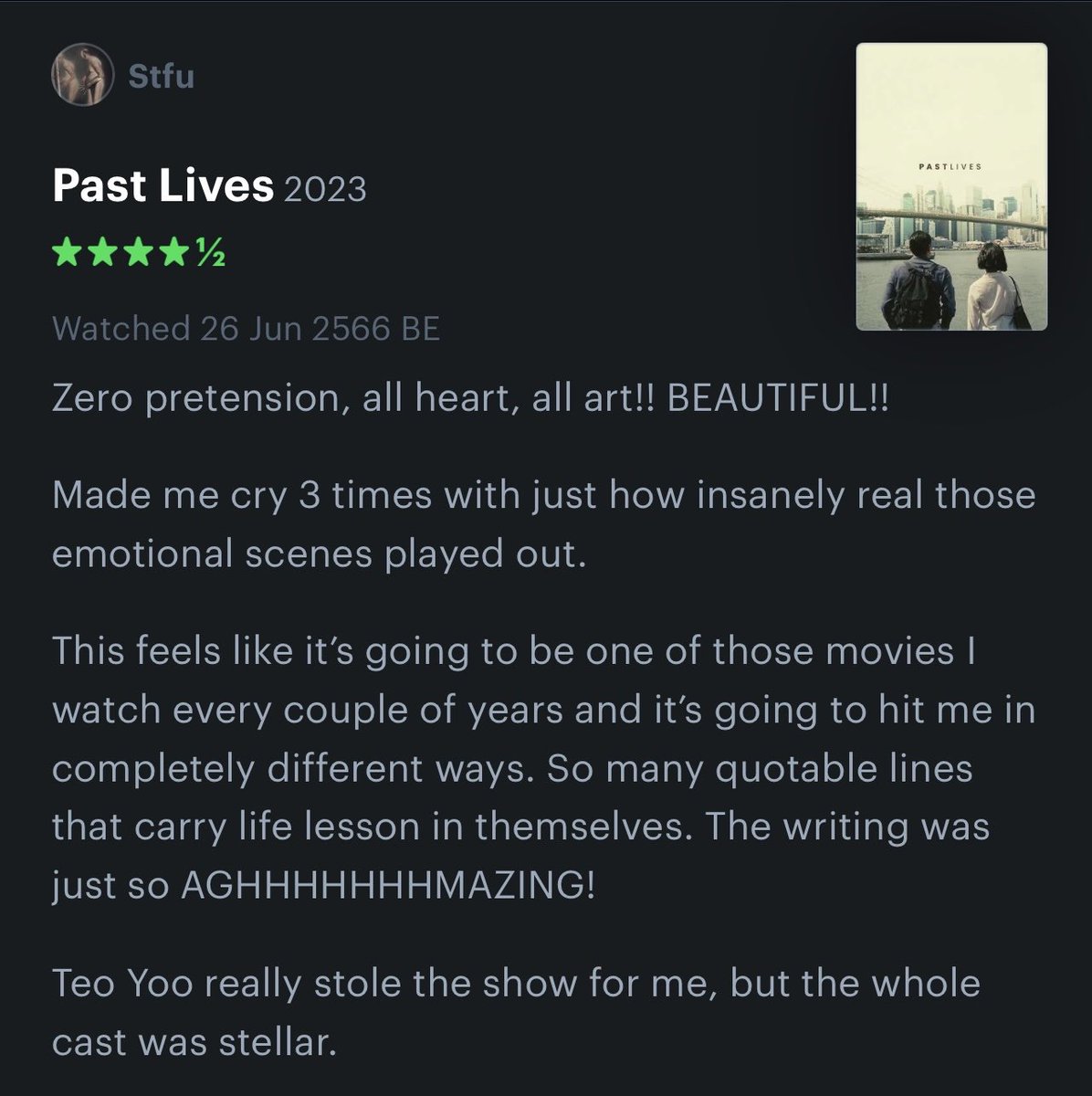 pimpaipimmyy's tweet image. ลงแต่รีวิวที่ทำให้เขาโดนด่า ลองดูรีวิวเรื่องอื่นของเขาด้วย นี่รีวิว queer, past lives, close