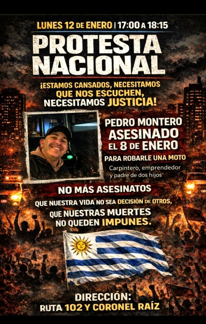 Fachoypico's tweet image. ✅ Lunes 12 de Enero 
17 horas.

Acá no se trata de banderas políticas.

Tenemos que estar todos, porque el delincuente no te pregunta a quien votaste.

No más asesinatos .
No más rapiñas.

Uruguay 🇺🇾 
#2026
