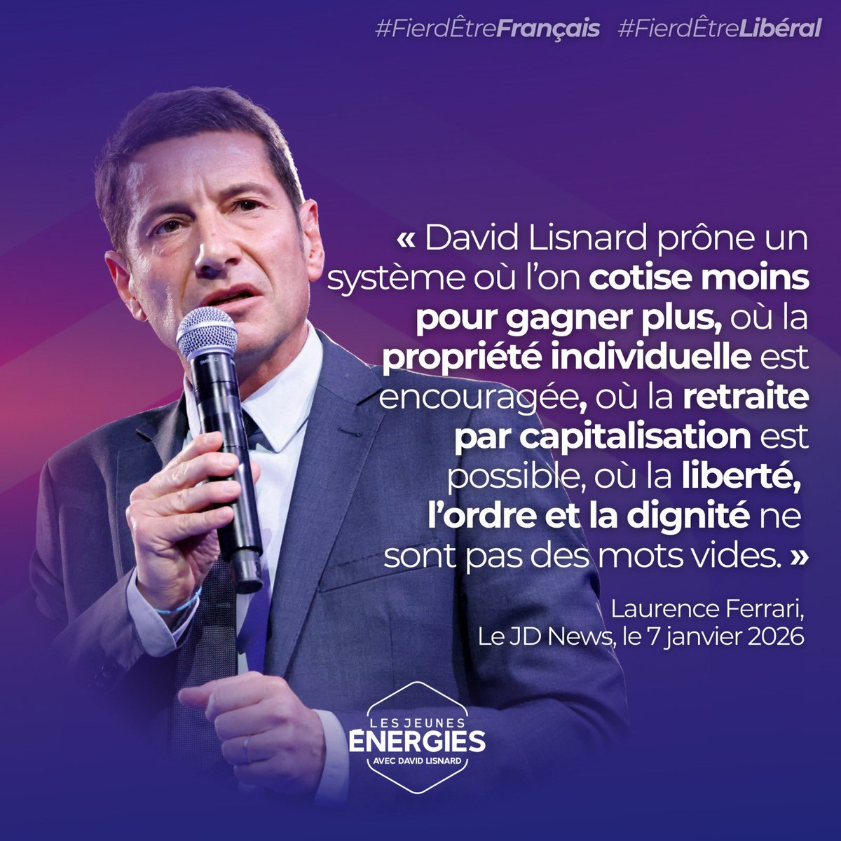 JeunesEnergies's tweet image. .@LaurenceFerrari l’a compris, le projet de @davidlisnard est de cotiser moins pour gagner plus, de réinjecter de la responsabilité dans notre société et de permettre à chacun d’être le propriétaire de sa vie.🇫🇷 @leJDD 

Pour nous soutenir 👉
soutenir.unenouvelleenergie.fr/adhesion