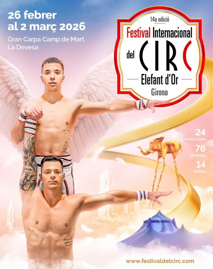 🎪🌍✨ Del 26 de febrero al 2 de marzo, #Girona acoge la 14ª edición del Festival Internacional del Circ Elefant d'Or <a href="/Festivaldelcirc/">Festival del Circ Elefant d'Or</a>.

En la programación destacan destacan tres atracciones #grupales con colectivos llegados de China, Mongolia y Chile.

🔗 goo.su/2XMHven