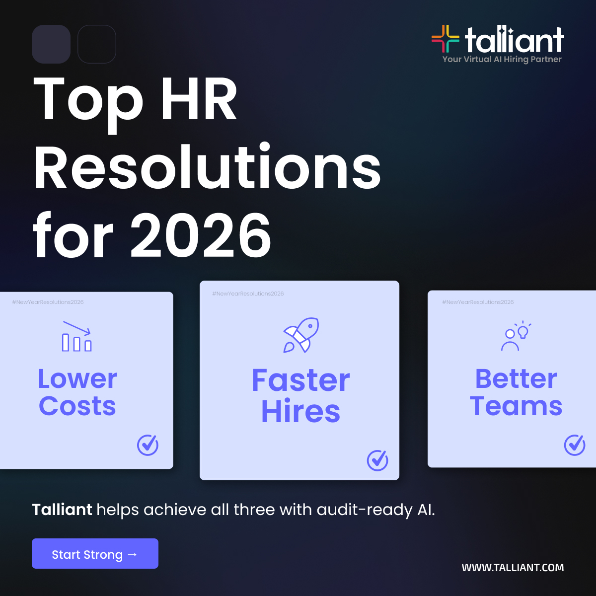 Talliantbyspace's tweet photo. New year. Smarter hiring.
In 2026, HR teams are focused on hiring better, faster, and smarter with fewer inefficiencies and clearer decisions.
This year, it’s not about doing HR differently.
It’s about doing it decisively.
Start strong → https://t.co/Sdmh6Sd4L4
#AIHiring #HRTech https://t.co/W4mM8S21Kc