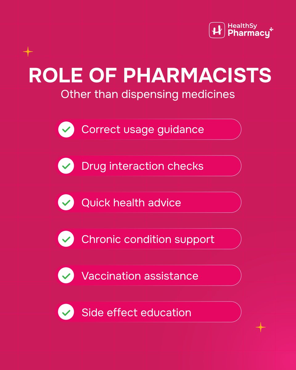 heltsypharmacy's tweet image. A pharmacist’s role goes beyond the counter 💊

They guide and support patients to ensure safe, effective medicine use. Trusted and accessible, pharmacists are always there for clear, reliable care 🤝🩺

#pharmacistrole #pharmacistadvice #patientcare #healthsypharmacy #healthsy