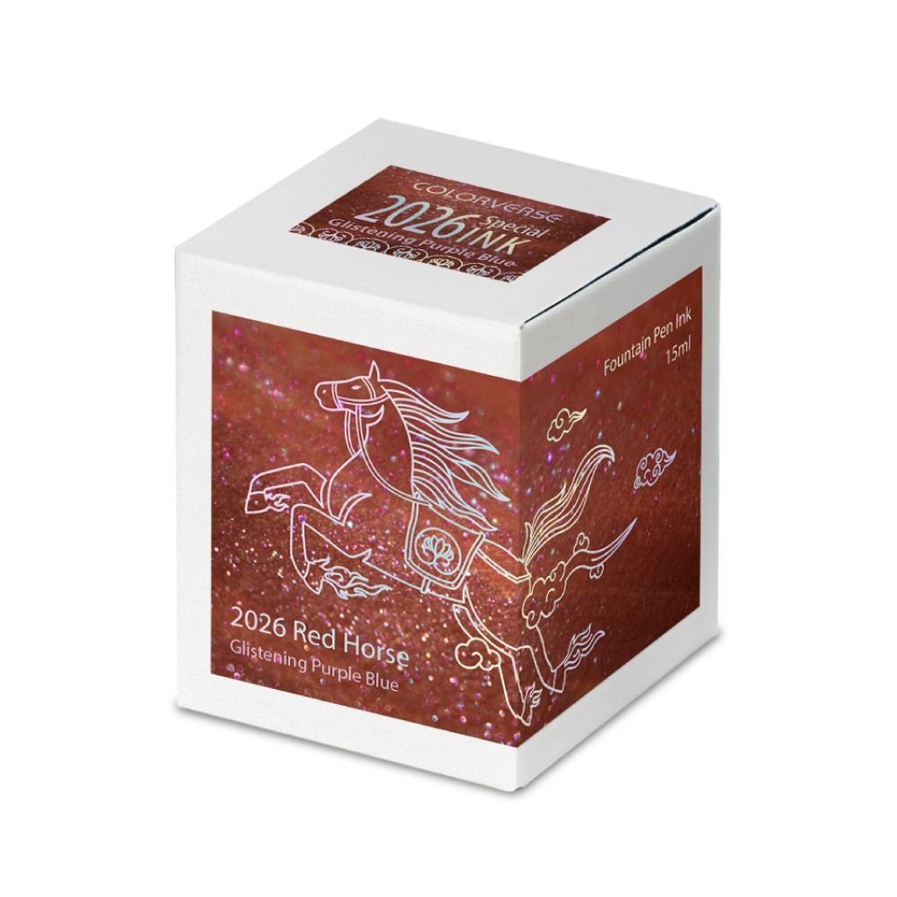 Colorverseinkjp's tweet photo. 2026年シーズンスペシャルインク 発売!🎉
(干支モチーフ)
【 Red Horse 】
情熱的なレッドをベースとした全4色
・Standard(ラメなし)
・Glistening Gold
・Glistening Purple Blue
・Glistening Dark Green
容量:15ml
価格:2200円(税込)
S
#colorverseink #colorverse #カラーバース https://t.co/bzatCRPztJ