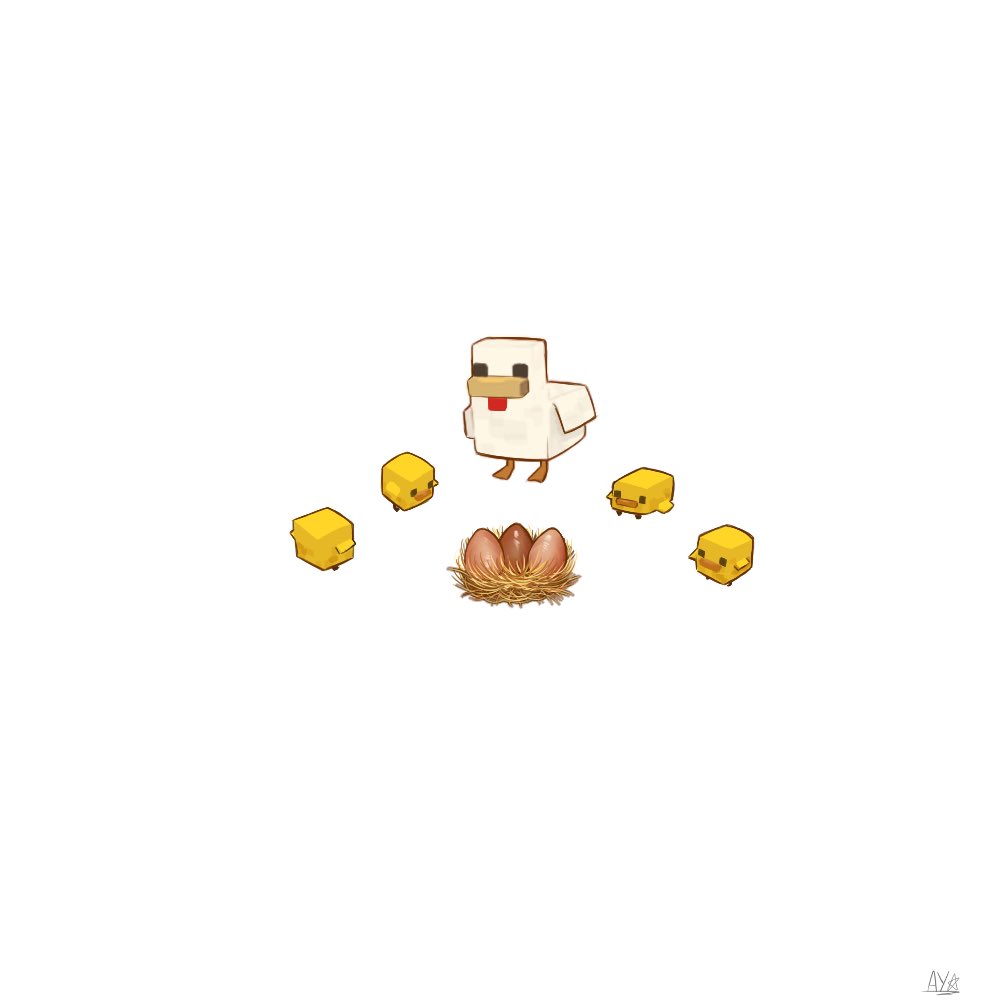 AyaVT_'s tweet image. How big are the eggs of Minecraft chickens? 😰