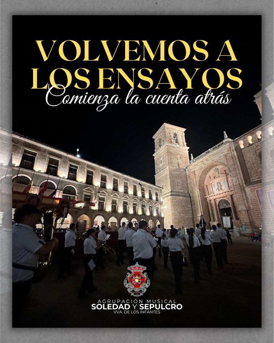¡𝐕𝐨𝐥𝐯𝐞𝐦𝐨𝐬 𝐚 𝐥𝐨𝐬 𝐞𝐧𝐬𝐚𝐲𝐨𝐬!

Tan solo 84 días nos separan del Viernes Santo y nosotros ponemos nuestra mirada en la próxima Semana Santa

📢 Si quieres formar parte de nuestra agrupación estás a tiempo, contacta con nosotros a través de nuestras redes sociales.