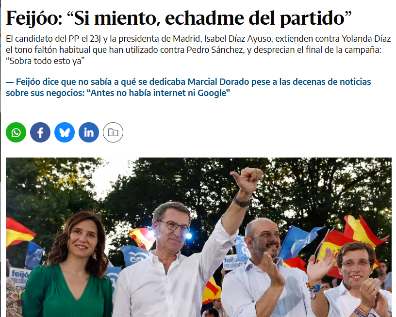 Ivanjode's tweet image. Feijóo dijo que si mentía que se iba de la política, pero también era una mentira.