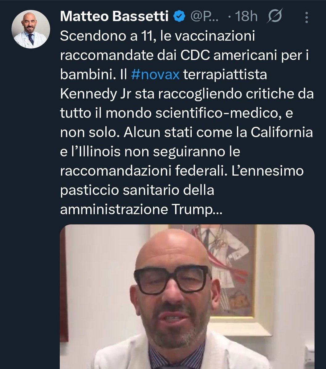 ChanceGardi's tweet photo. "Novax terrapiattista" detto da Bassetti che ha continuato a promuovere AstraZeneca dopo che sapevano che uccideva. Un bugiardo incapace. Non erano "vaccinazioni raccomandate" ma obbligatorie, che neanche in Danimarca sono obbligatorie, però Bassetti non dice che sono "novax". https://t.co/krBT5mV3Df