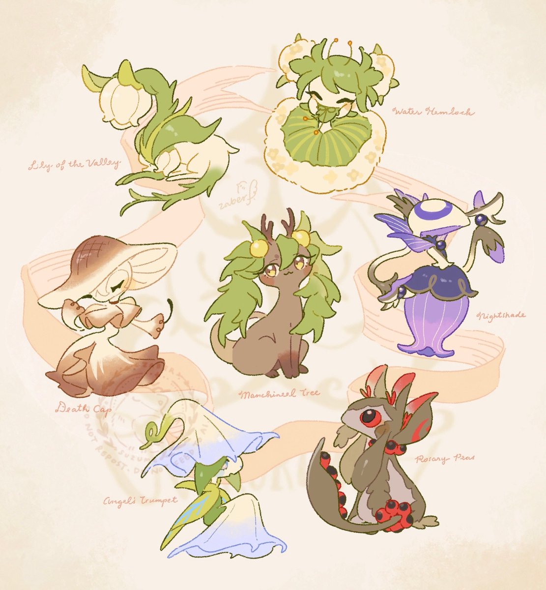 zaber_suzume's tweet image. All my poisonous plant witches!! 🌿🧙🏻‍♀️
#Overgrowth #oc