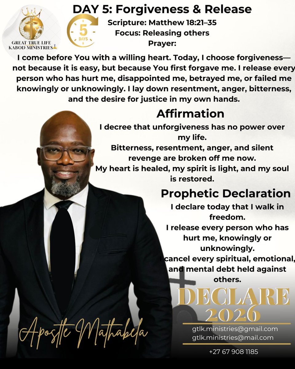 GTLKMinistries's tweet photo. I release every person who has hurt me, knowingly or unknowingly. I cancel every spiritual, emotional, and mental debt held against others.I decree that unforgiveness has no power over my life. Bitterness, resentment, anger, and silence are broken off me now.
My heart is healed https://t.co/yH7gkGuJfa