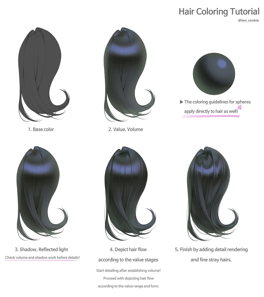 Hello!
Thank you so much for loving the hair tutorial,
and with a grateful heart, I'm also sharing the English translated version.☺️
I hope it can be of some help for your artwork!☺️💜