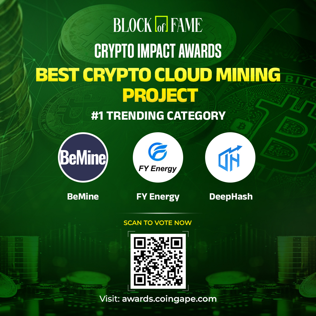 📢 Crypto Impact Awards Trending Category Alert The Best Crypto Cloud  Mining Project is the #1 trending category today, with strong competition  among the front-runners ⤵️ @FYEnergy01, @bemineclub, DeepHash 📌 Vote now: