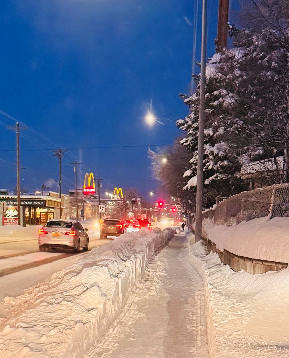 BuildAKFuture's tweet photo. In Arctic cities, snow removal isn’t only a convenience—it’s essential infrastructure. Prompt clearing keeps people safe, sidewalks accessible, and the city moving after big storms. This is what a well-functioning winter city looks like. Thank you, Public Works Anchorage! https://t.co/jjB9JTJanK