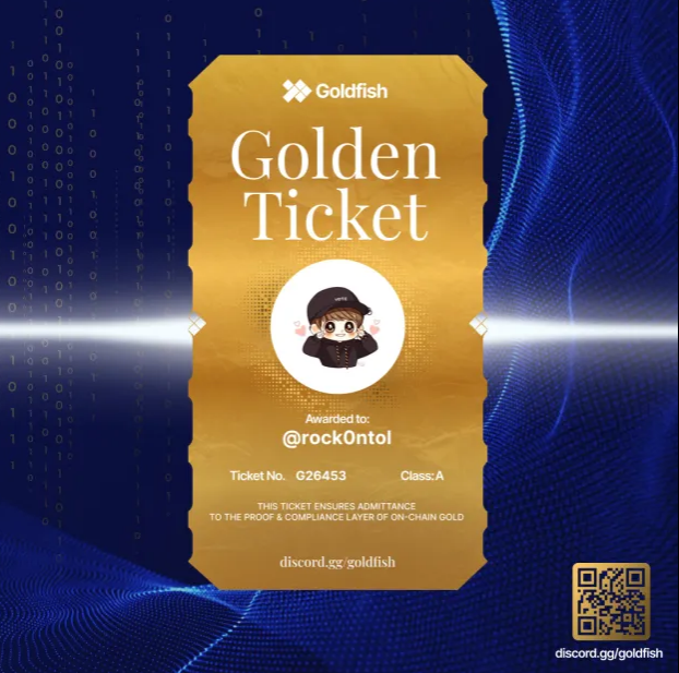 AntaKarta's tweet photo. Institutional gold, now on-chain.

Goldfish Golden Ticket secured.

Got it at https://t.co/yRupIA4kpX https://t.co/cjBwmuiaR4