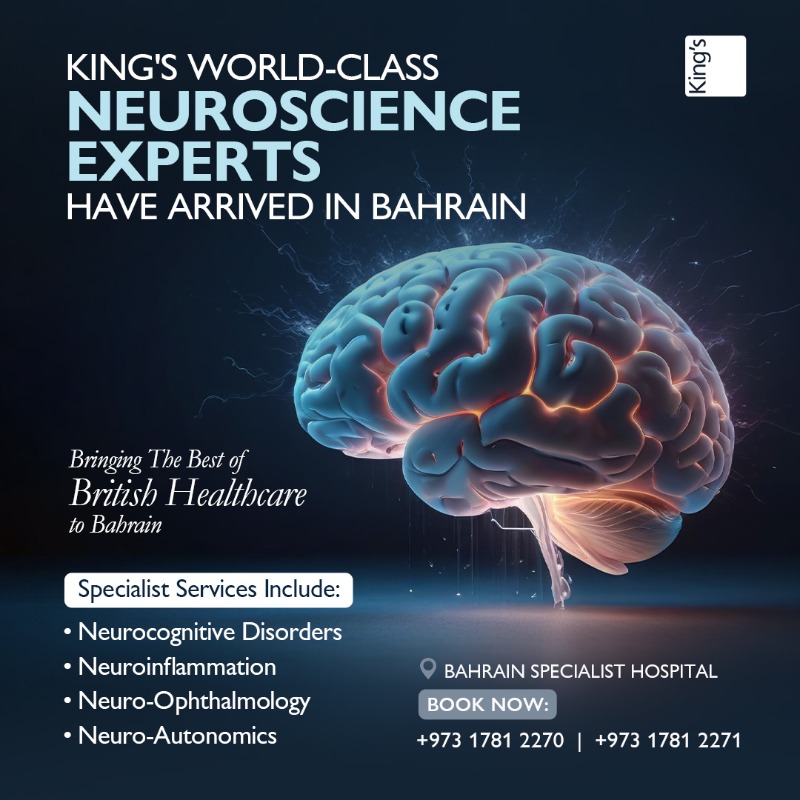 KCH_UAE's tweet photo. World-class neuroscience care is now available at King's Bahrain Clinic 🧠
King's College Hospital Dubai brings its expert neuroscience care to Bahrain, offering specialist support for complex neurological conditions, closer to home.