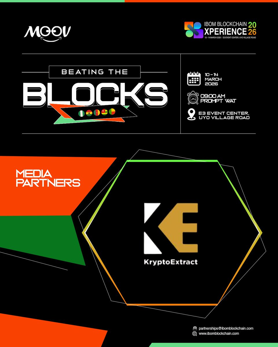IbomBlockchain's tweet photo. 𝐕𝐢𝐬𝐢𝐨𝐧 𝐒𝐚𝐭𝐮𝐫𝐚𝐭𝐞𝐝, 𝐈𝐦𝐩𝐚𝐜𝐭 𝐂𝐨𝐦𝐦𝐢𝐭𝐭𝐞𝐝

At IBX2026, clarity and credible insight are just as vital as innovation and connection. That’s why we’re proud to welcome KryptoExtract to our media partner family. A platform dedicated to bringing fresh, accurate and in-depth coverage of blockchain news, crypto trends, DeFi, NFT and Web3 developments from across Africa and beyond. 

Led by a team passionate about telling the real story of technology in Africa, KryptoExtract bridges knowledge gaps and elevates voices shaping the future of digital finance. Their commitment to consistent, clear reporting matches the vision of IBX2026, crafting an ecosystem where visibility meets opportunity. 

Together, we’re building more than an event, we’re building understanding, awareness and impact.

https://t.co/4qhZOX4iMo

#IBX2026 #IbomBlockchainXperience #BeatingTheBlocks #BlockchainAfrica